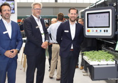 Willem van den Berg, Sjaak Bakker, and Raymond van den Berg with the ISO High Speed Grafter which Morning Star Tomatoes in the US is already working with.