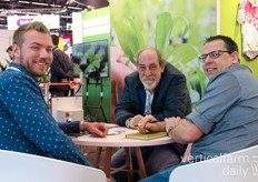 Chris Mayer (Innovative Growers Equipment), Glenn Behrmann (Growtainer), and Ramon van der Kruijs of BioBest around the table