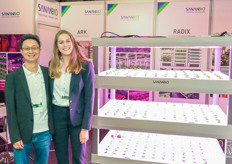 Galen Zhou and Rebekka Boekhout at the Sananbio booth